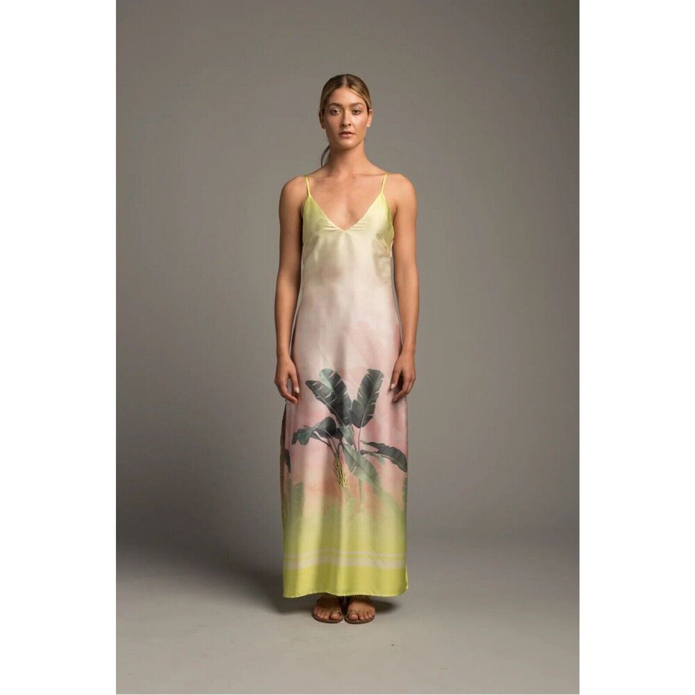 New Le Superbe Calypso Slip Dress - Banana Palms Size 12